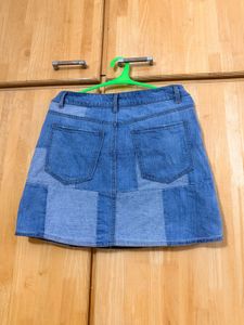 Patchwork Denim Mini Skirt