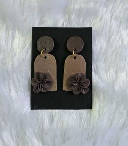 Handmade Floral Drop Earrings | Aesthetic Brown &amp;