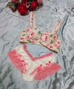 Floral Print Bra &amp; Panty Set