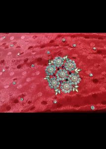 Elegant Red Embellished Saree