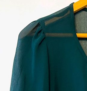 Forest Green Sheer Formal Top