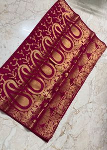 Elegant Pink Silk Saree with Gold Border