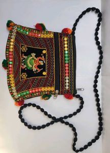 Embroidered Velvet Sling Bag