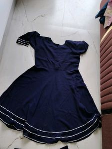 Navy Blue Kurta Set with Skirt and dupatta