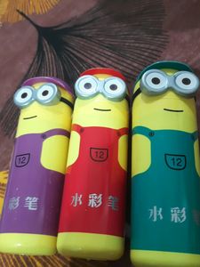 Pack Of 3 Multicolor Minions With 12 Sketch Pens