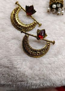 Dangle Earrings with Blue Beads