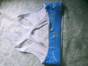 Blue &amp; Silver Patterned Sports Bra
