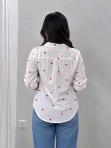 Cute White Shirt with Red Hearts