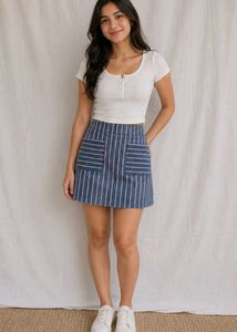 Stylish blue denim mini skirt