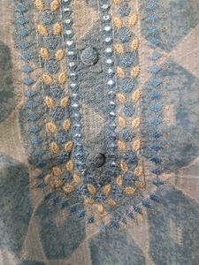 Light Blue Printed Cotton Kurta