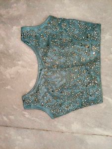 Elegant Blue Embellished Lehenga Choli.