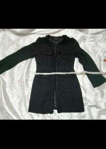 Elegant Black Tweed Jacket coat