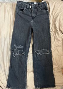 straight mid rise ripped jeans