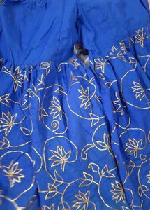 Blue Dupatta and grara with Gold Embellishments