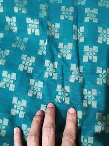 Teal Floral Print Dress Material