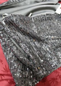 Ginger Sequin Halter Neck Silver Crop Top
