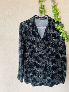 Black &amp; White Zebra Print Blouse