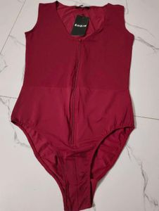 Maroon Zipper Bodysuit
