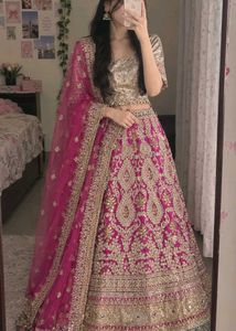 Stunning Pink & Gold Embroidered Lehenga Choli