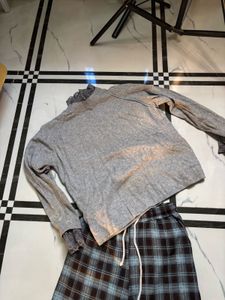 Plaid Wide Leg Pants &amp; Grey Top