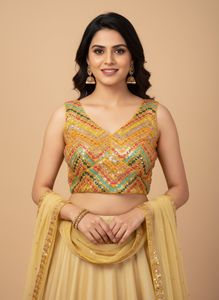 Embellished Yellow Ethnic Blouse