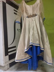 Royal Blue and Golden Gown With Jacket
