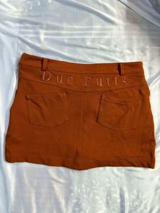 Chic Orange Mini Skort (Skirt+ Shorts)