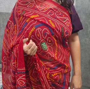 Red Bandej Saree