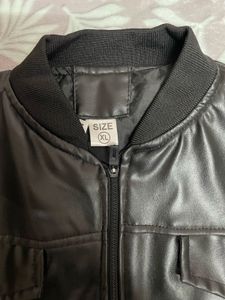 Classic Faux Leather Bomber Jacket