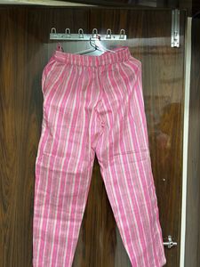 Pink Striped Sleeveless Cropped Top
