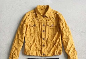 Beaded Yellow Denim Jacket