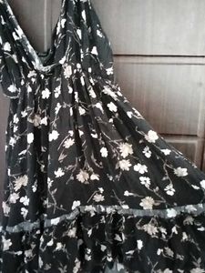 Black Floral Print Mini Dress