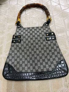 Gucci Bamboo Handle Monogram Shoulder Bag