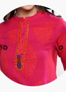 Vibrant Pink Kurta with Orange Print