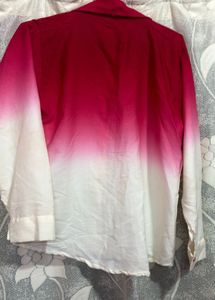 Ombre Red &amp; White Button-Up Shirt