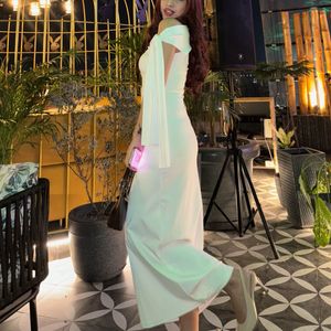 Off White Solid Tie Up Maxi Dress