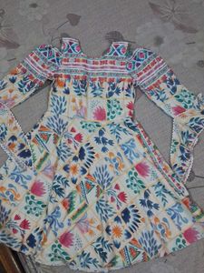Bohemian Print Cold Shoulder Dress