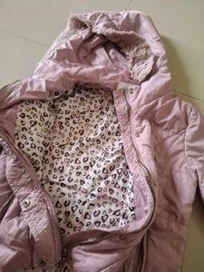 beautiful pink Puffer Jacket with Fur Hood