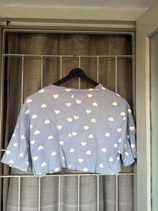 Cute Cloud Print Crop Top