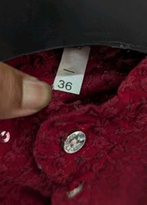 Men's Maroon Kurta with Sequins
