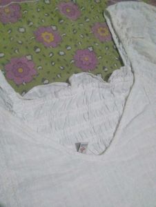 White Smocked Puff Sleeve Crop Top