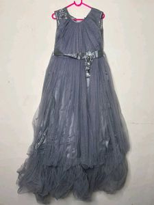 Elegant Blue Grey Sparkle Gown