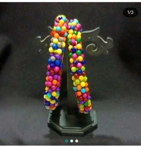 Colorful Beaded Bangle Bracelets (Set of 2)