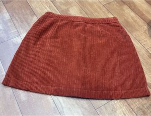 Rust Corduroy Button-Front Skirt