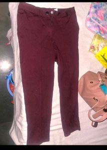 Maroon Fitted Pants