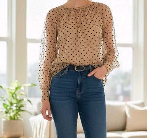 sheer Polka Dot  Blous