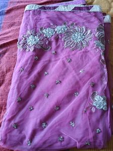 Exquisite Embroidered Purple Saree