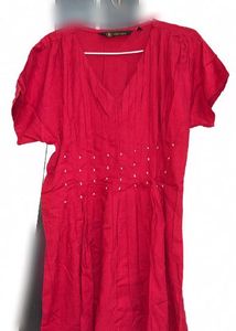 Vibrant Red Embellished Kurta with pant