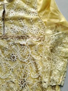 Beautiful Yellow Embroidered Kurta with plazzo and