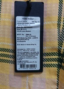 Vero Moda Women Checked Yellow &amp; Green Dress (S)